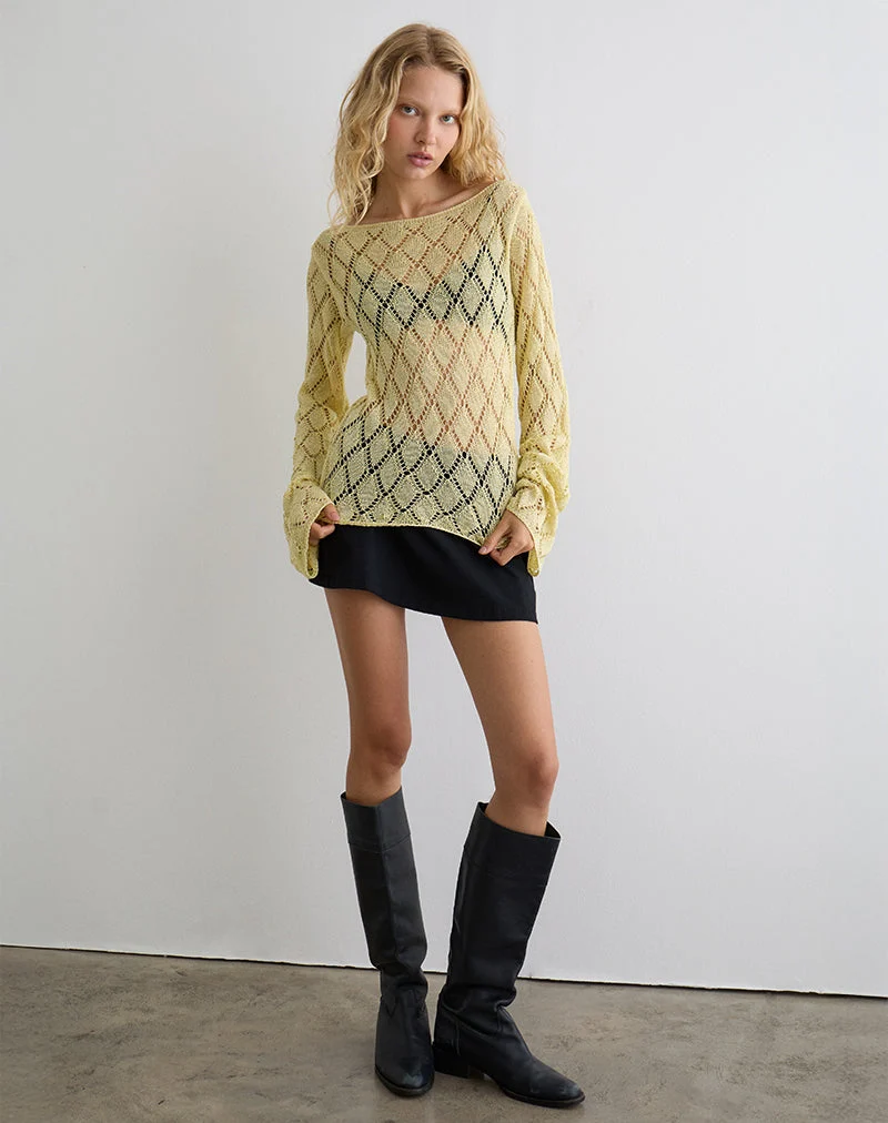 Tate-Pullover in Metallic-Zitrone