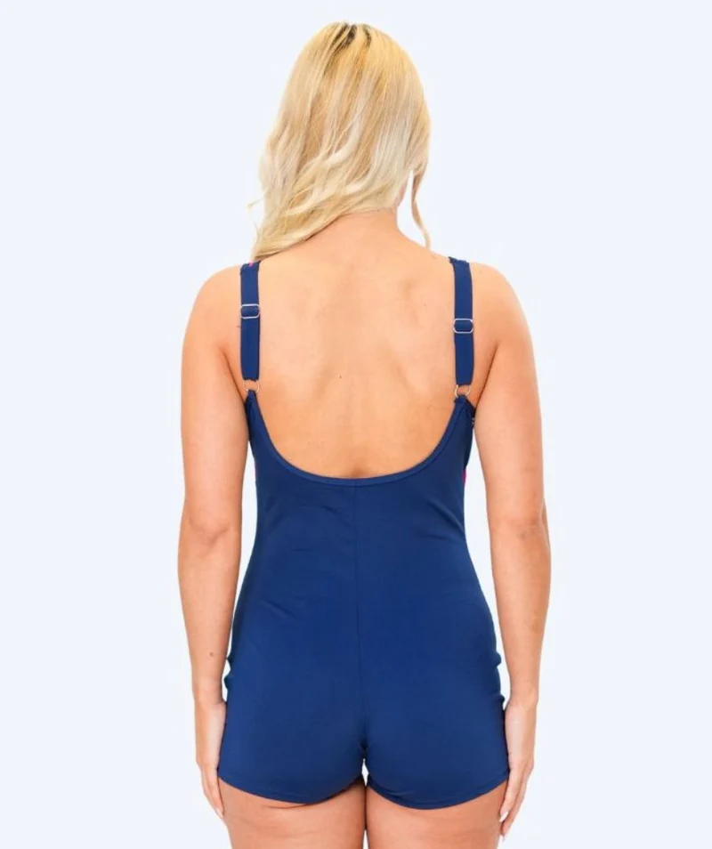 Watery Badeanzug mit Bein für Damen - Venilla - Dunkelblau/Hellrosa
