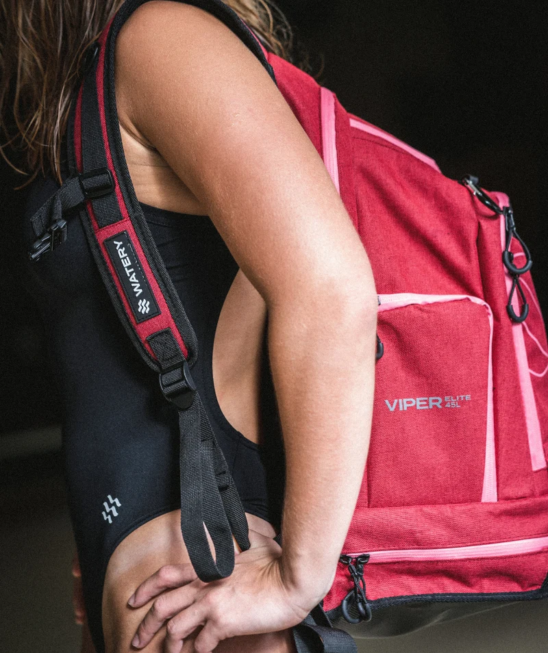 Watery Schwimmrucksack - Viper Elite 45L - Rot/Hellrosa
