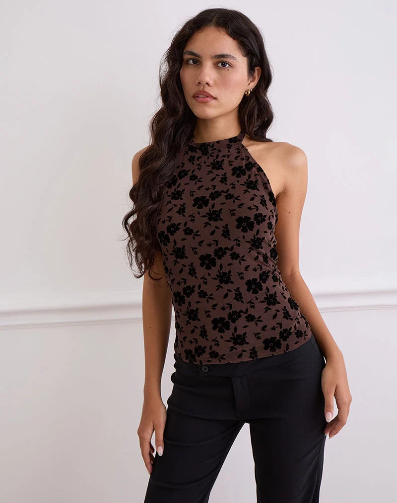 Olivera Top in Brown Garden Floral