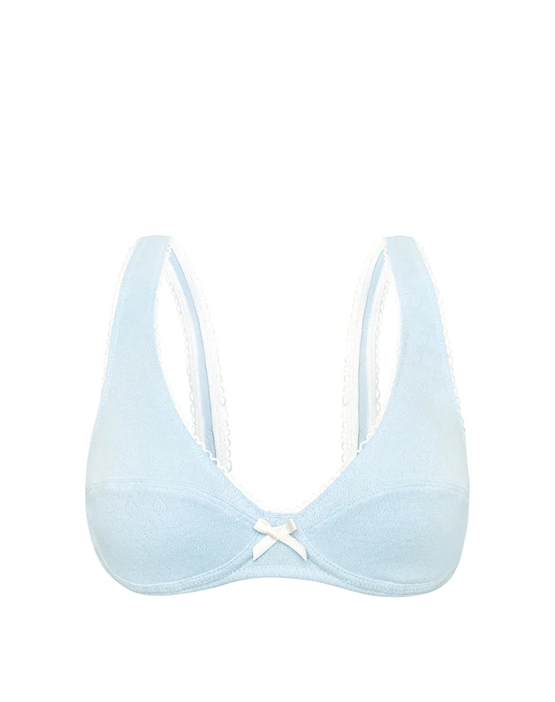 Halai Bügel-BH in Pointelle Blau mit Schleife