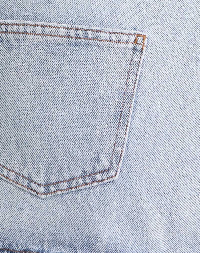 Distressed Minirock in Blau Bleiche