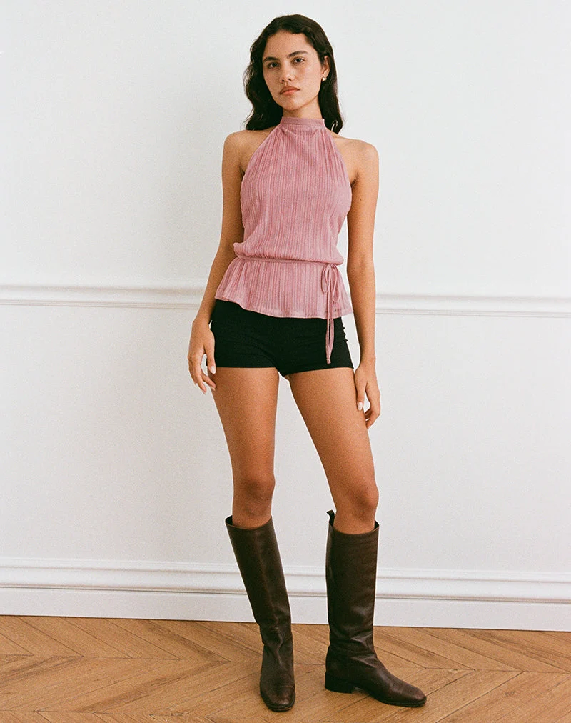 Brienne Top aus Chiffon Plissee Rosa
