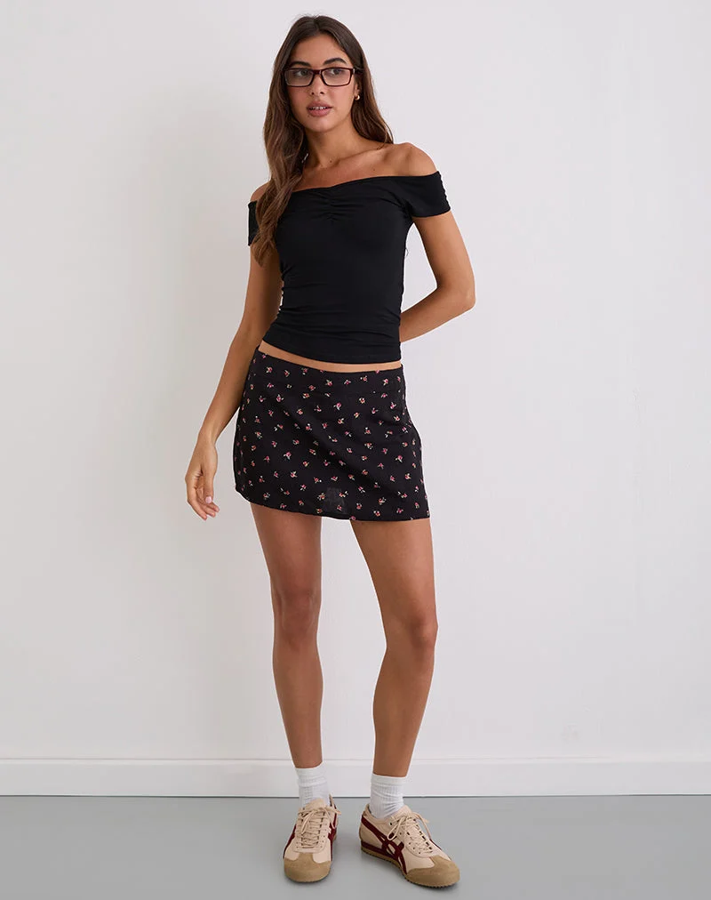Haruto Skort in Ditsy Rose Garden Schwarz