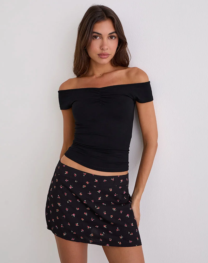 Haruto Skort in Ditsy Rose Garden Schwarz