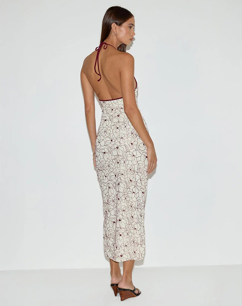 Druvish Midikleid in Line Flower Creme