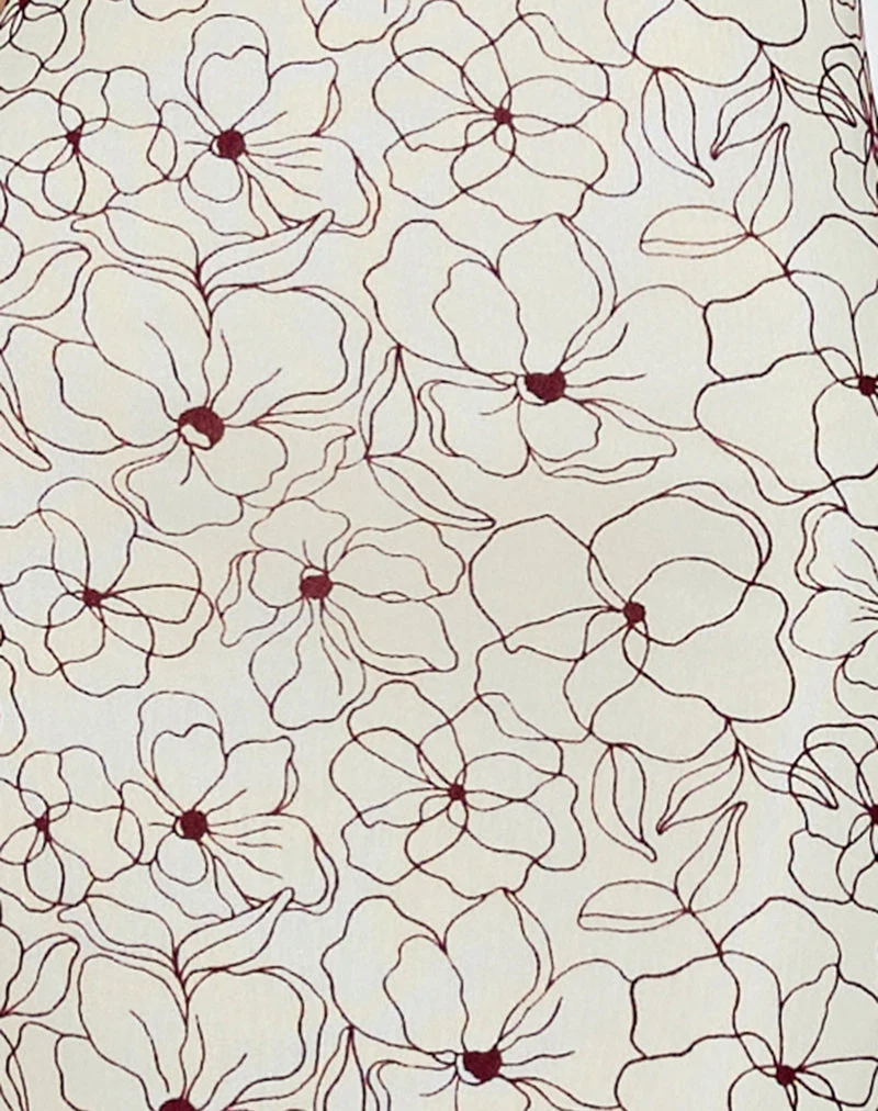Druvish Midikleid in Line Flower Creme