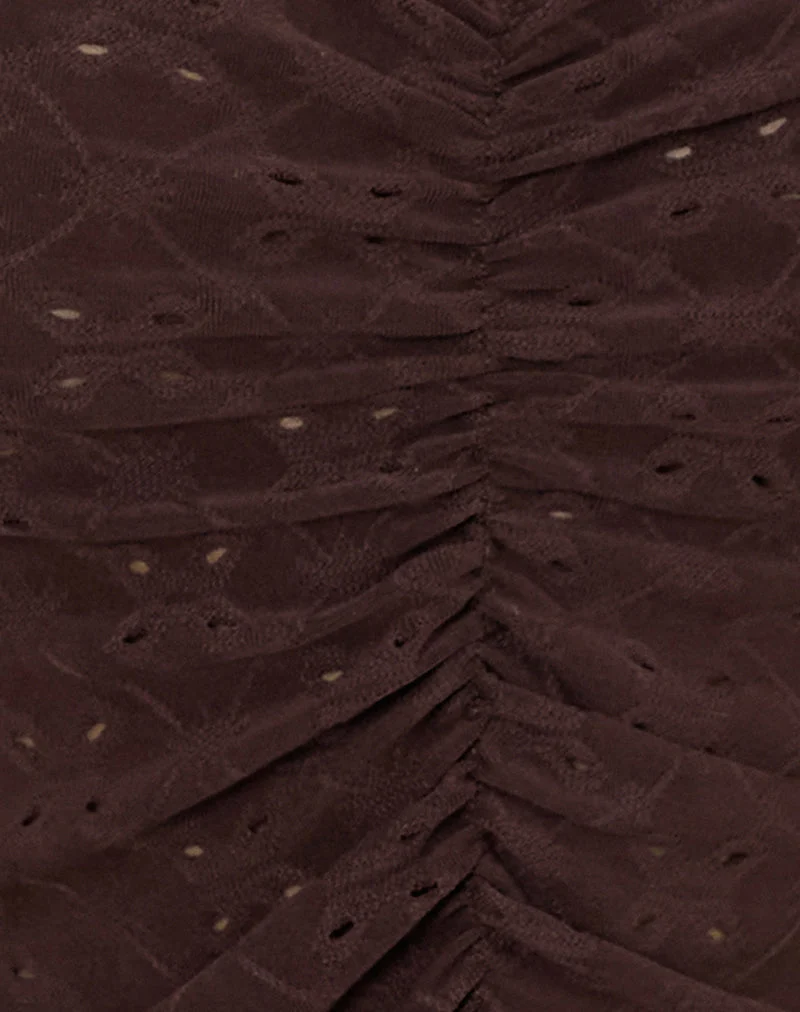 Flonne Rüschen-Top aus Stretch-Broderie Braun