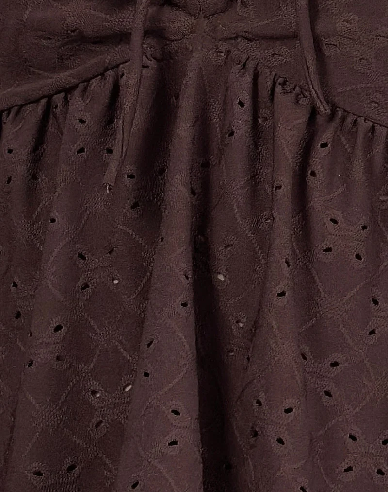 Boyd Bandeau-Top aus Stretch-Broderie in Braun