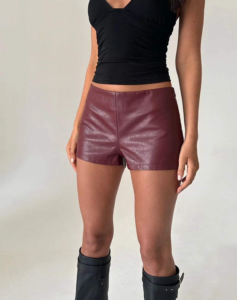 Sanne Hot Pants in PU Burgund