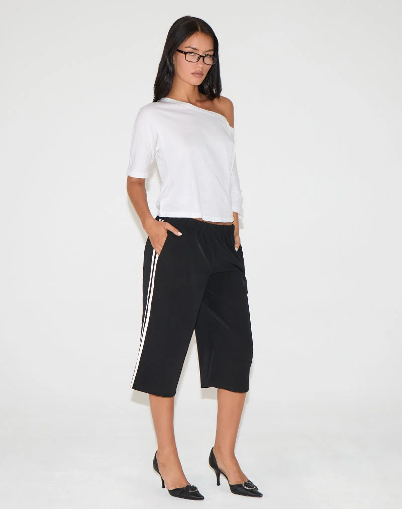 Benno Shorts in Schwarz mit weißen Seitenstreifen