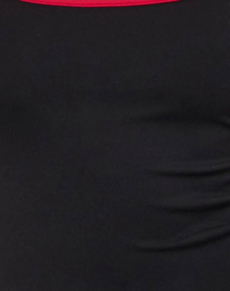 Shajani Top in Schwarz mit roter Bindung