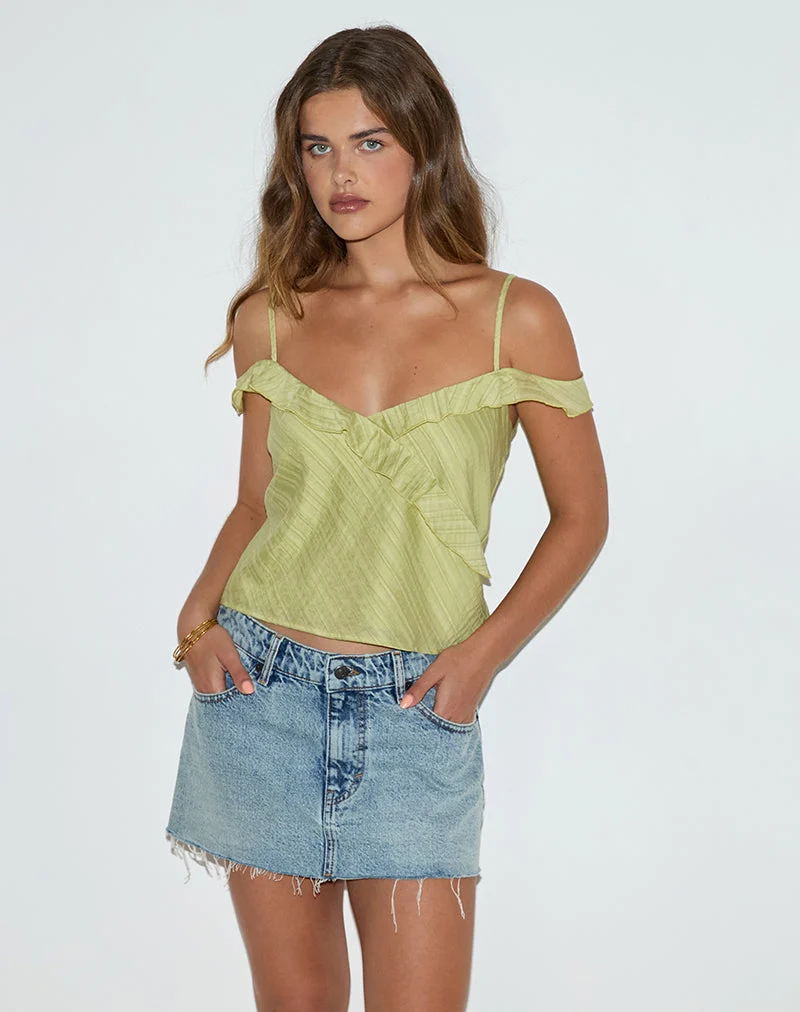 Savira Top aus Chiffonstreifen Grün