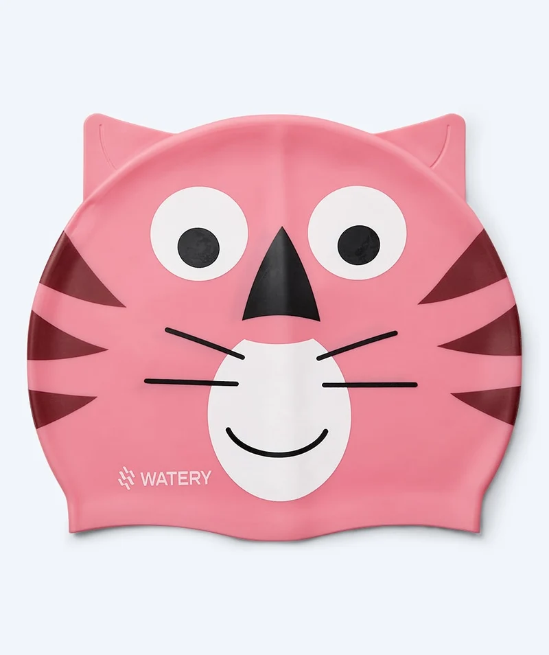 Watery Badekappe für Kinder - Dashers - Tiger (Hellrosa)