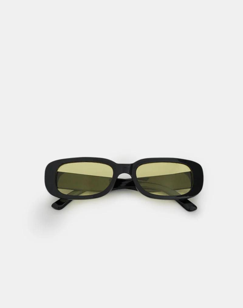 Rustina Sonnenbrille in Schwarz mit gelben Gläsern