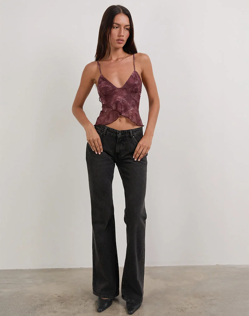 Cojira Top aus Mesh mit Paisley-Pflaume