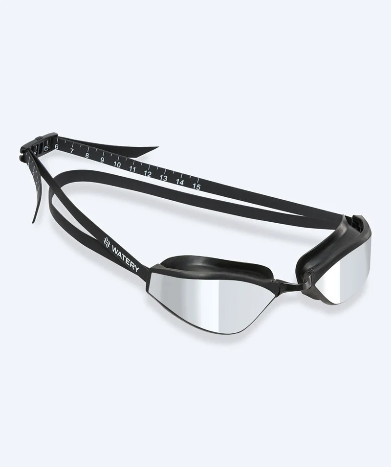 Watery Elite Schwimmbrillen - Storm Racer Mirror - Schwarz/Silber