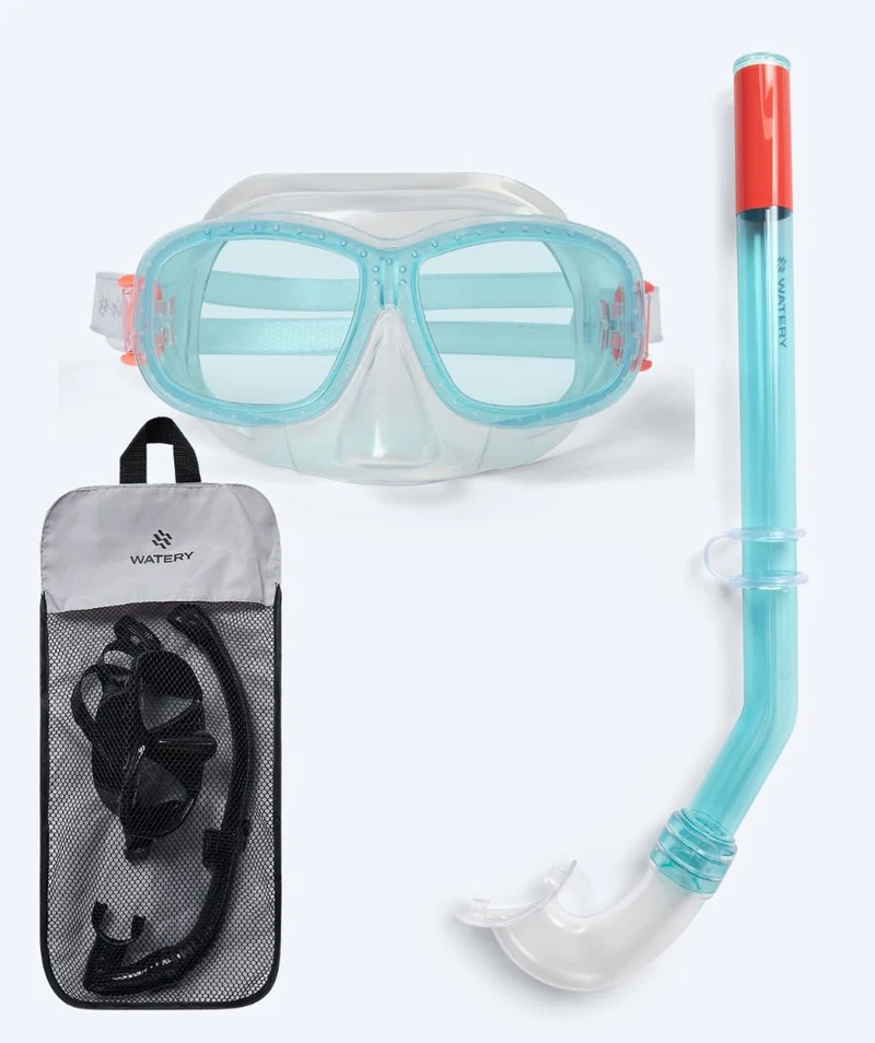 Watery Combo Schnorchelset für Kinder (4-10) - Wyre - Weiß/Blau