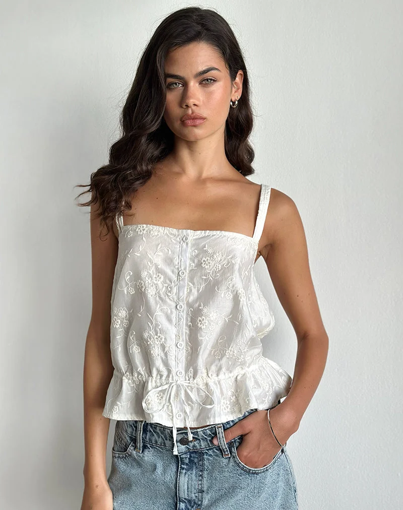 Zaraku Top aus Fresia Broderie Elfenbein
