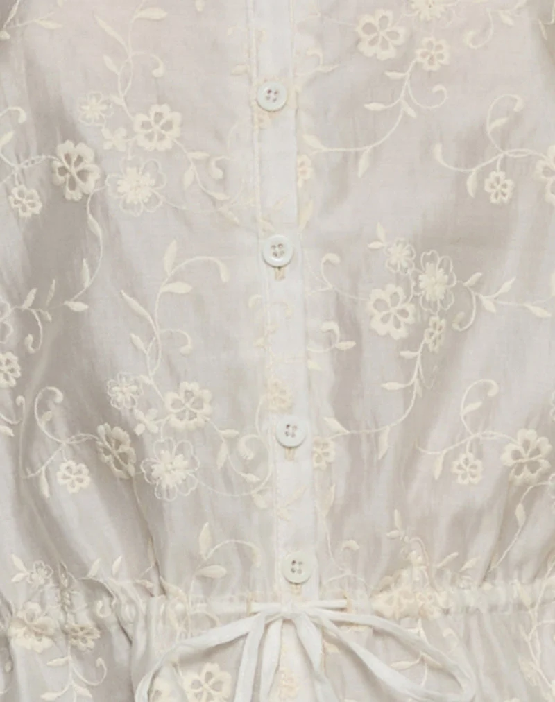 Zaraku Top aus Fresia Broderie Elfenbein