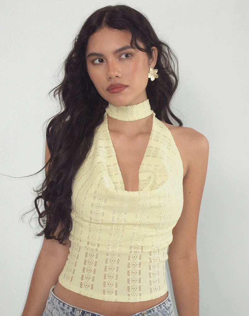 Chupa Top aus Broderie-Blütenspitze Lemon