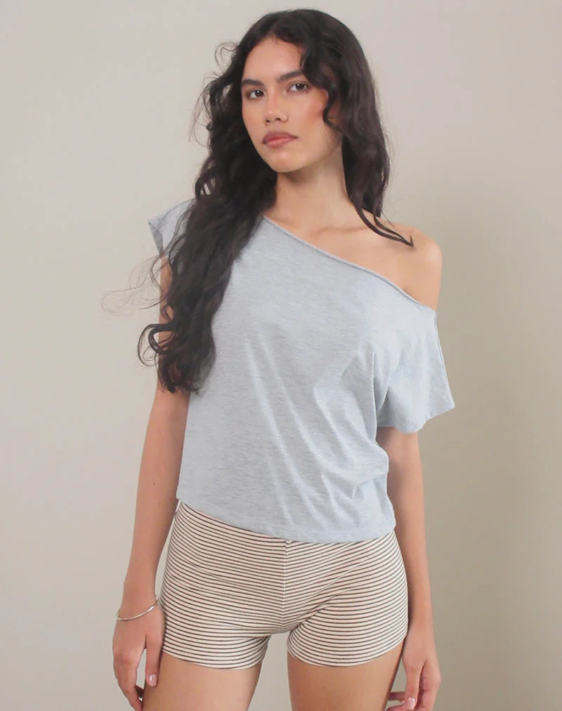 Balia Asymmetrisches Basic-Top mit kurzen Ärmeln in Grau meliert