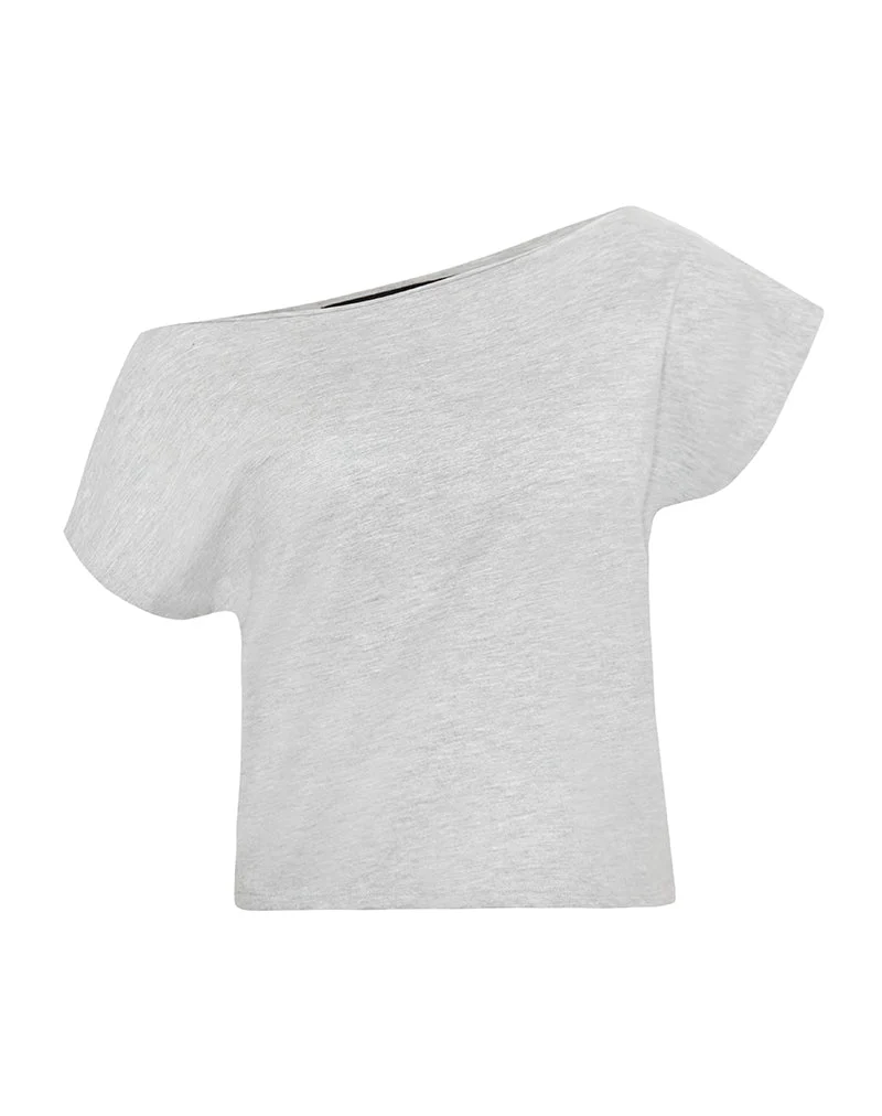 Balia Asymmetrisches Basic-Top mit kurzen Ärmeln in Grau meliert
