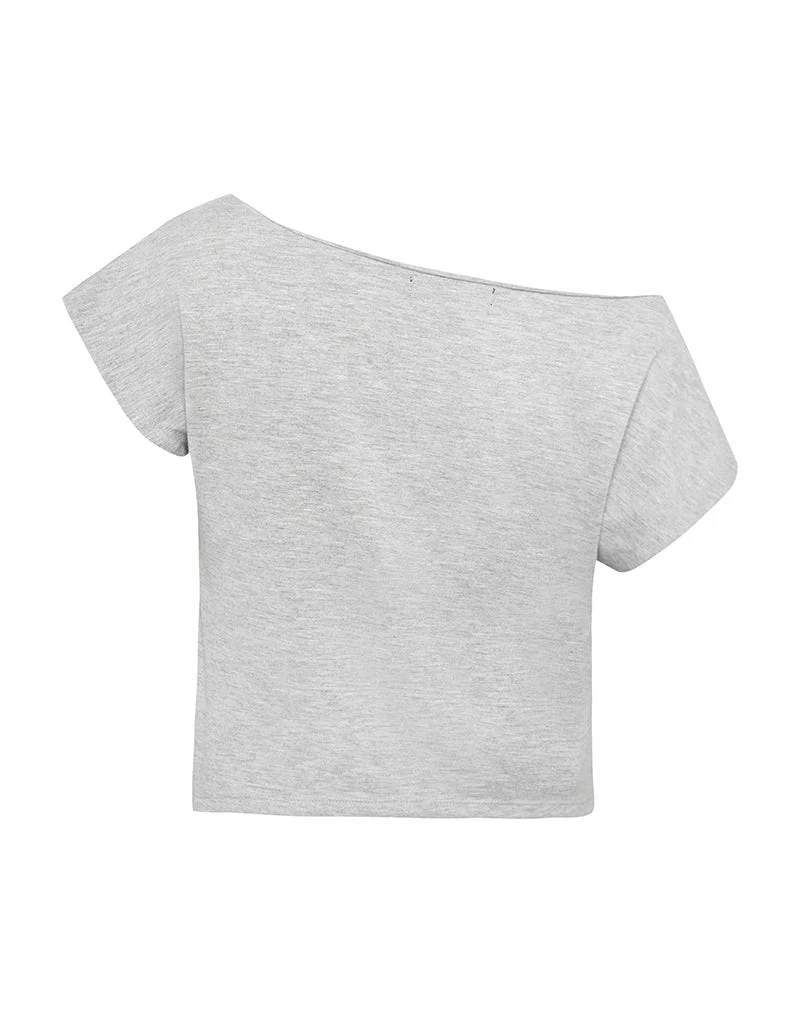 Balia Asymmetrisches Basic-Top mit kurzen Ärmeln in Grau meliert