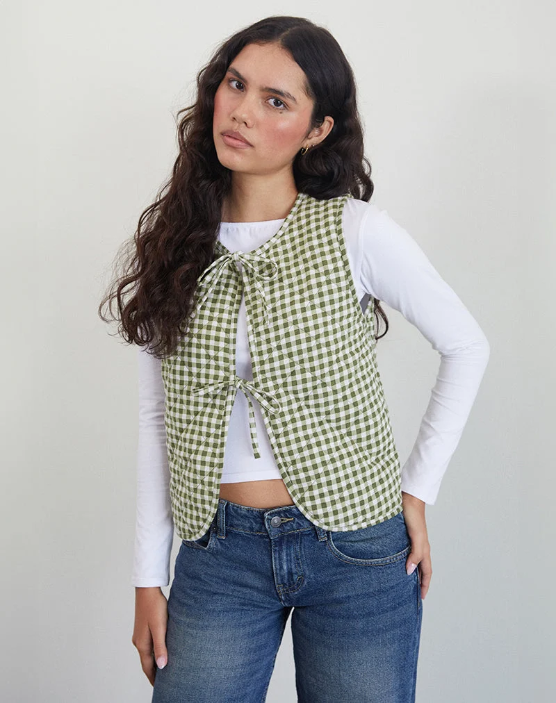 Kitza Weste in Olive Gingham