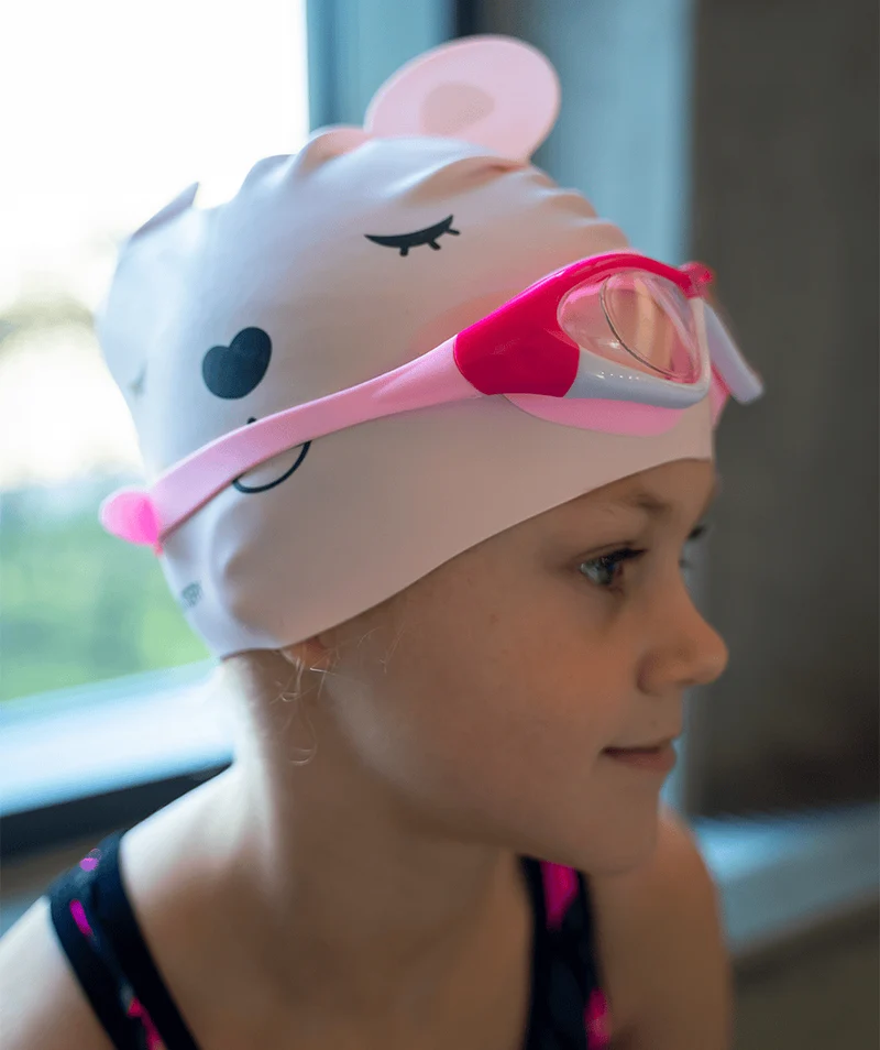 Watery Badekappe für Kinder - Dashers - Teddy (Hellrosa)