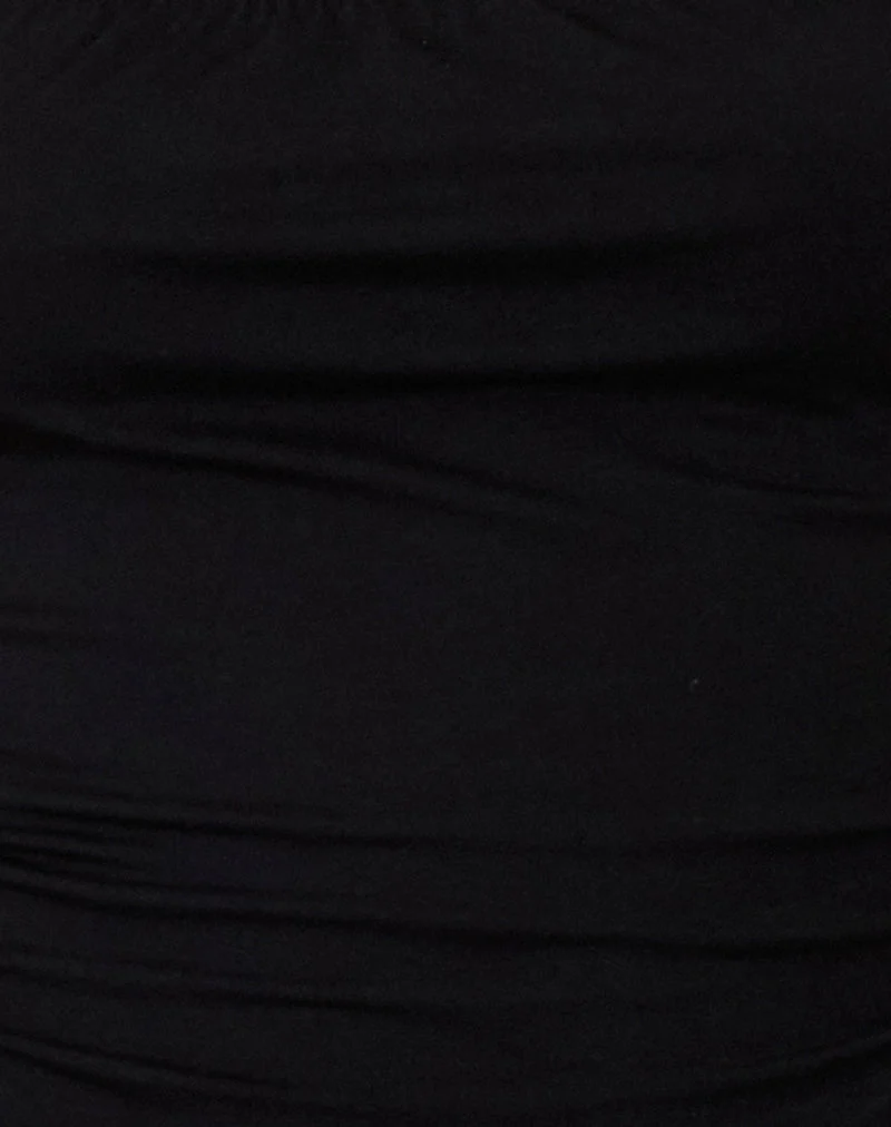 Kelmere Oberteil mit offenem Ausschnitt aus einfarbigem Jersey Schwarz