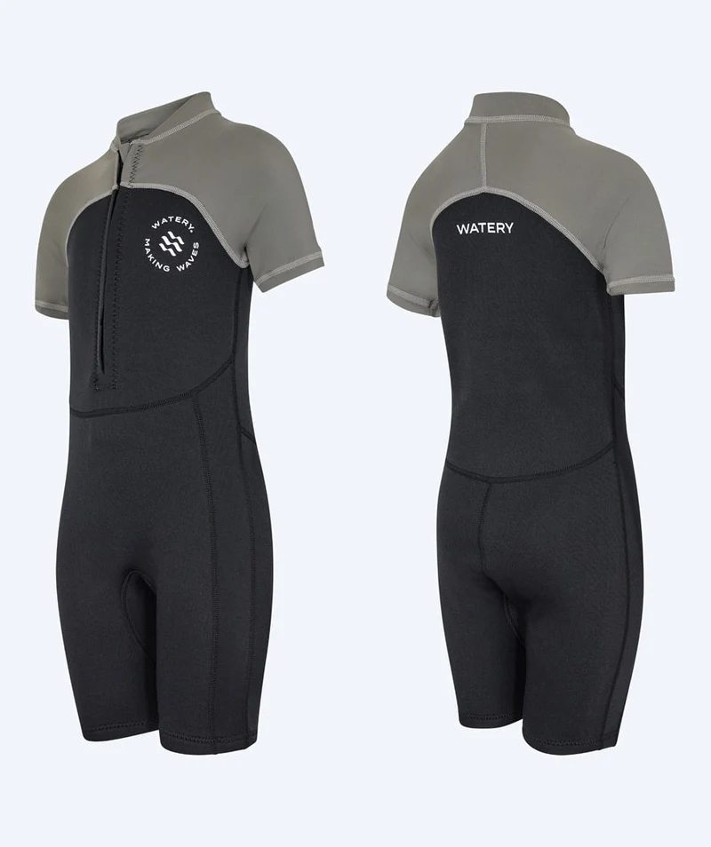 Watery UV Neoprenanzug für Kinder - Calypso Shorty - Grau/Schwarz
