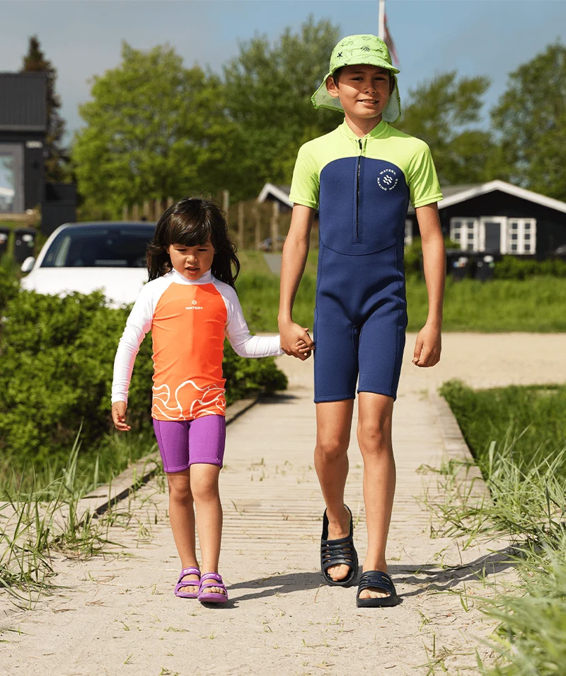 Watery UV Neoprenanzug für Kinder - Calypso Shorty - Grau/Schwarz
