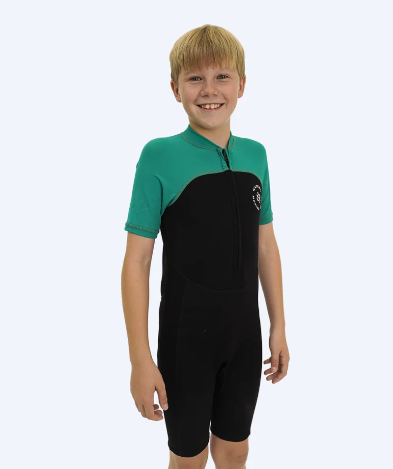 Watery UV Neoprenanzug für Kinder - Calypso Shorty - Grün/Schwarz