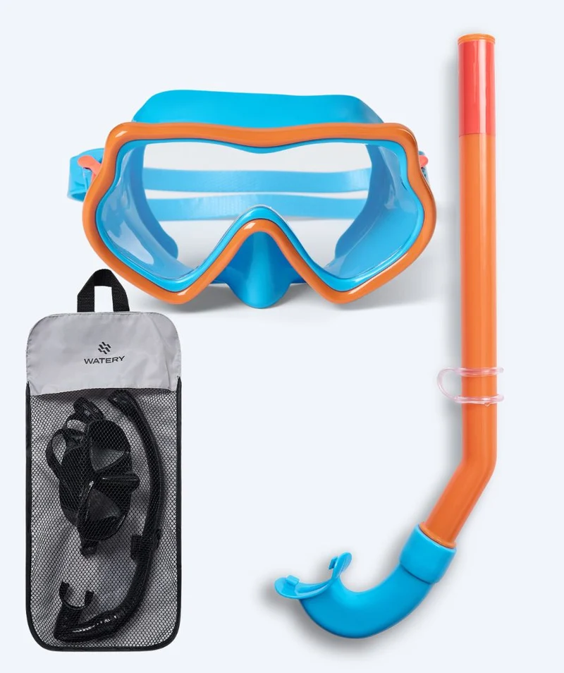 Watery Combo Schnorchelset für Kinder (4-10) - Pulina - Blau/Orange
