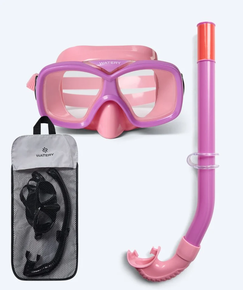 Watery Combo Schnorchelset für Junioren (8-15) - Misu - Hellrosa/Lila