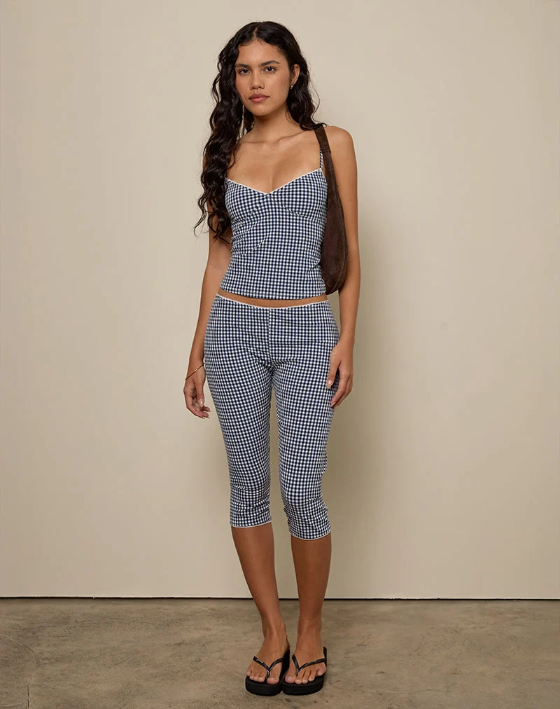Gaika Cami Top aus Seersucker Gingham Navy