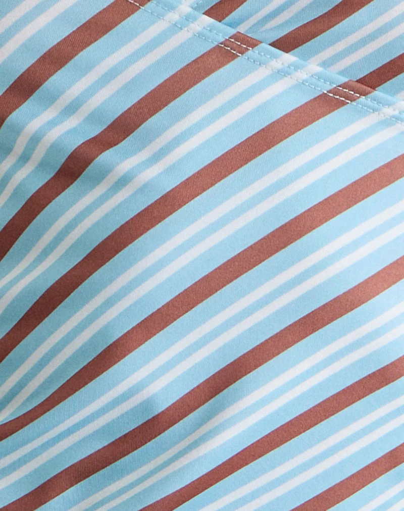 Fayez Slinky Top in Hellblau diagonal gestreift