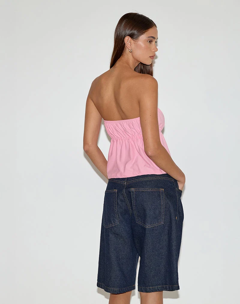 Ender Krawatten-Bandeau-Top aus Rayon Ballet Pink