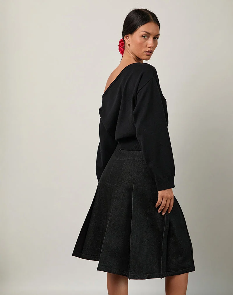 Sanjani Midirock aus dunklem Chambray