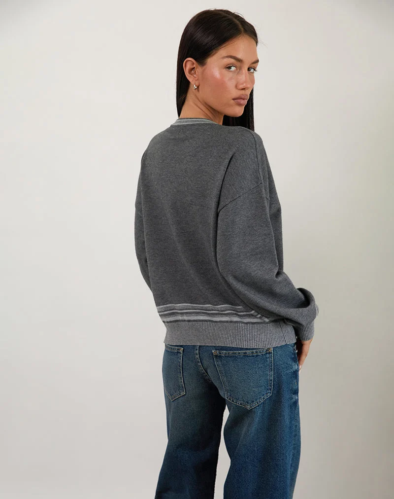 Yarnia Slouchy V-Ausschnitt Pullover in Anthrazit