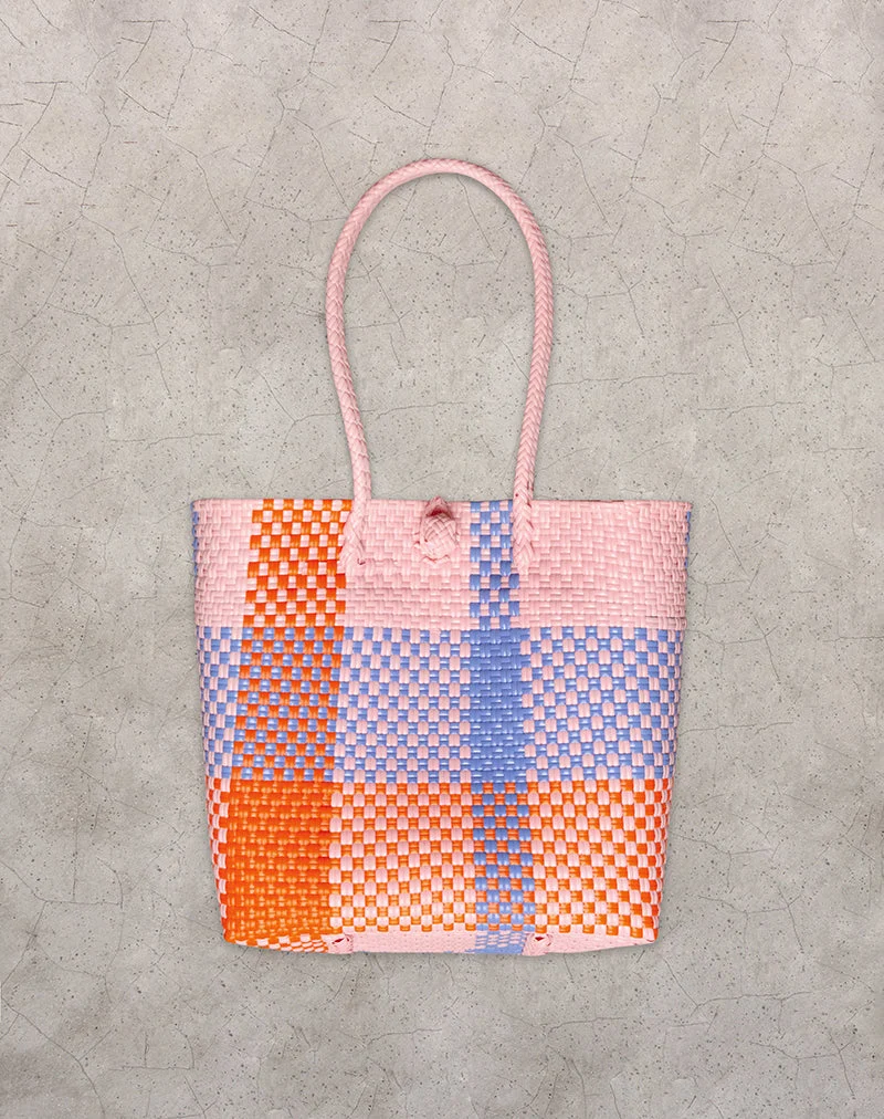 Markttasche in Karo-Pink