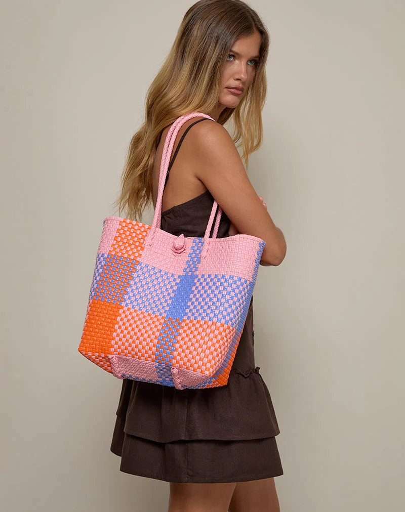 Markttasche in Karo-Pink