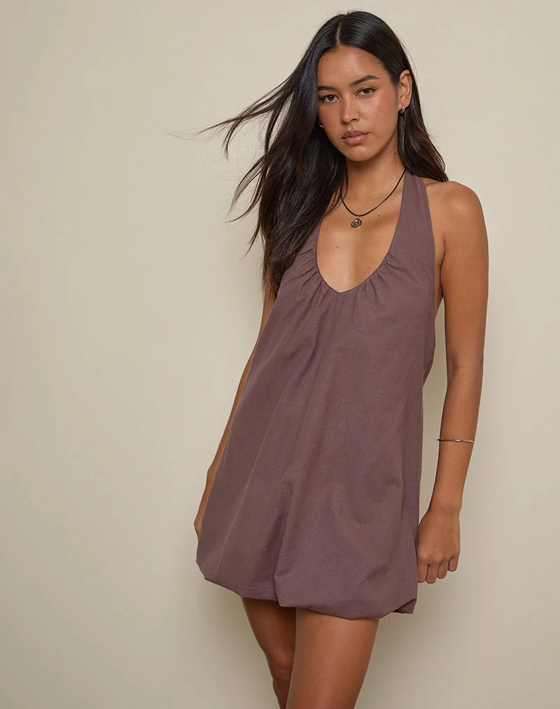 Alcinder Leinen-Minikleid in Deep Taupe