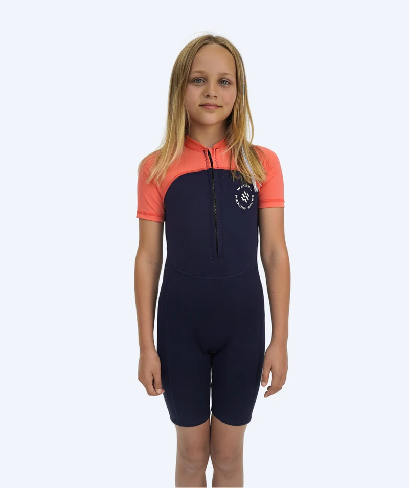Watery UV Neoprenanzug für Kinder - Calypso Shorty - Orange/Blau