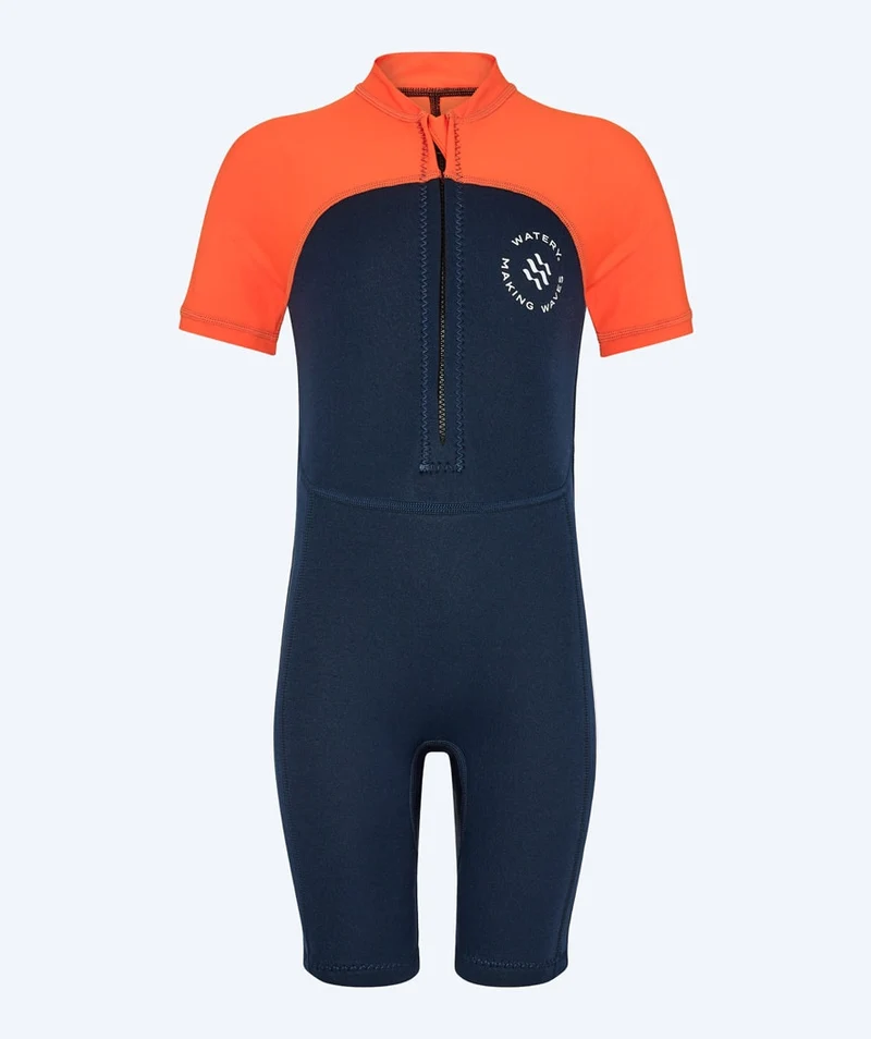 Watery UV Neoprenanzug für Kinder - Calypso Shorty - Orange/Blau