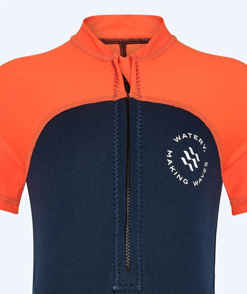 Watery UV Neoprenanzug für Kinder - Calypso Shorty - Orange/Blau