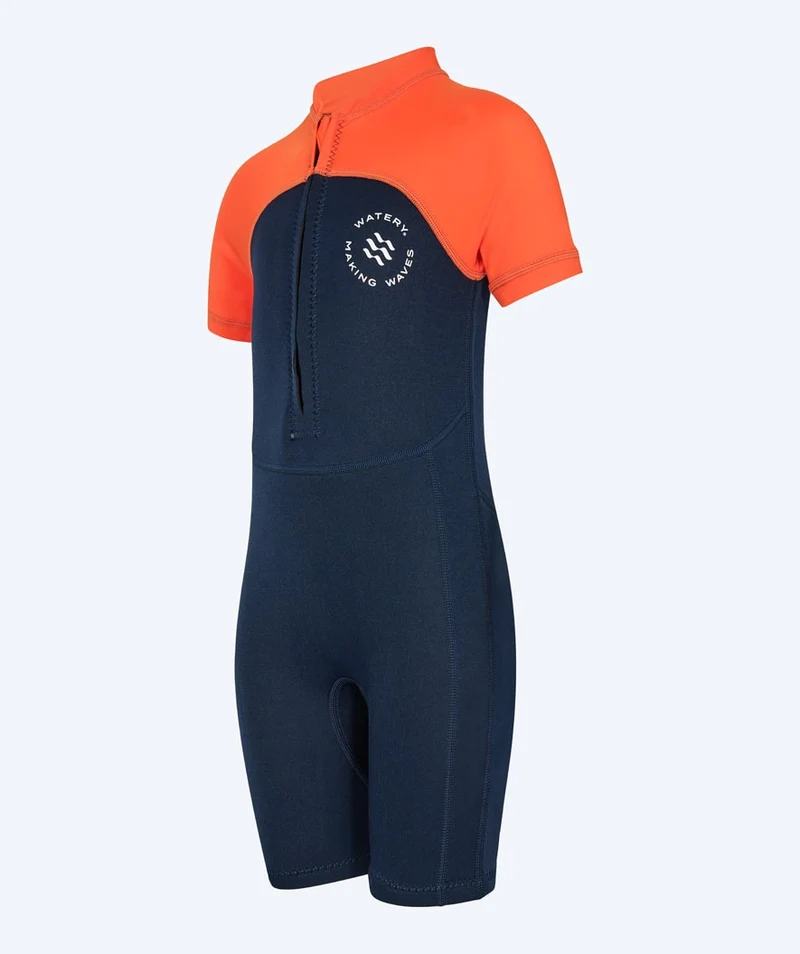 Watery UV Neoprenanzug für Kinder - Calypso Shorty - Orange/Blau