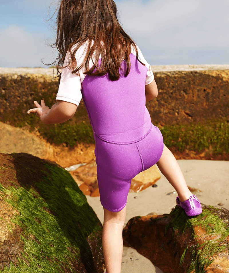 Watery UV Neoprenanzug für Kinder - Calypso Shorty - Orange/Blau