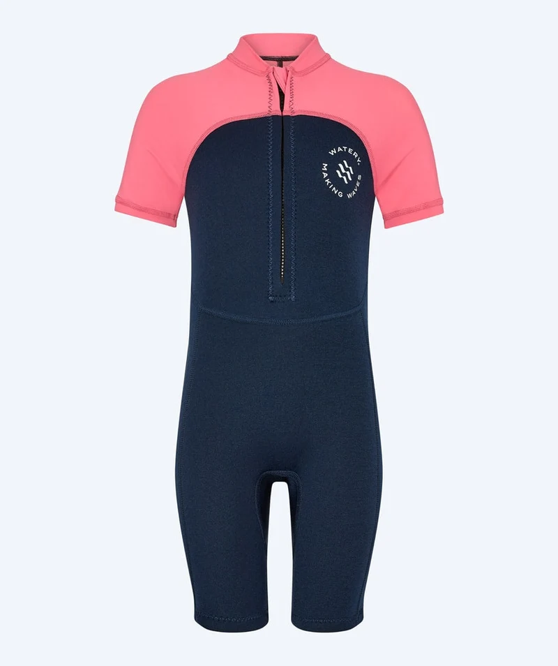 Watery UV Neoprenanzug für Kinder - Calypso Shorty - Koralle/Dunkelblau